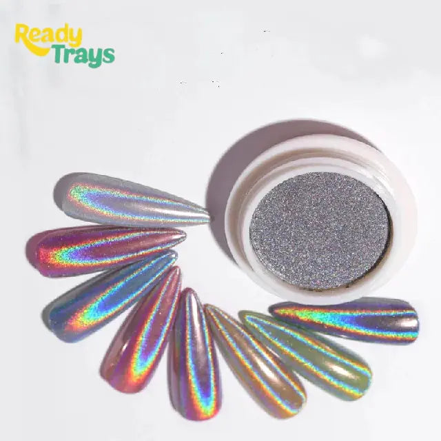 Holographic Solid Mirror Nail Glitter Chrome Powder Metallic Laser Dust Shimmer Pigment for Manicure Decoration