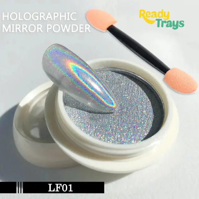 Holographic Solid Mirror Nail Glitter Chrome Powder Metallic Laser Dust Shimmer Pigment for Manicure Decoration