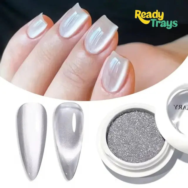 Magnetic Cat Eye Powder with Mirror Effect – White Moonlight | Born Pretty Nicole Diary | 0.2g Shimmer Pigment for Nails with Cat Eye Magnet Design