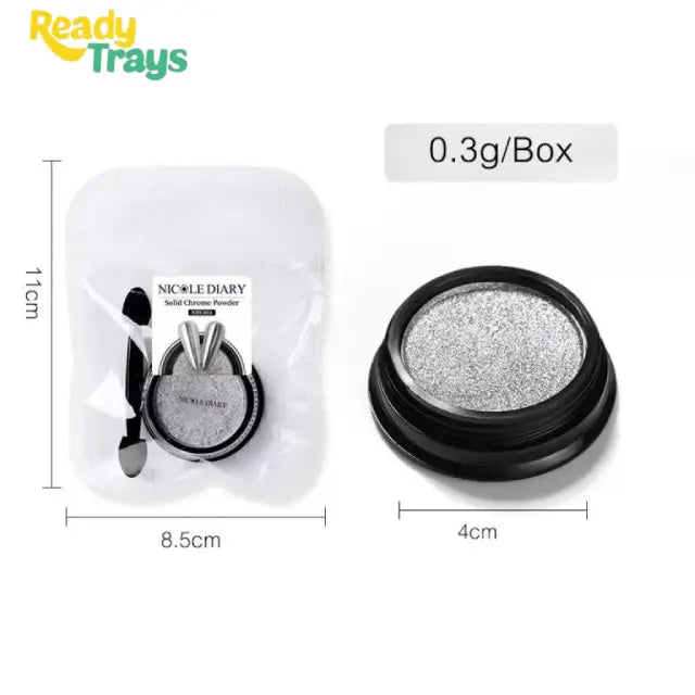 Nichole Diary Holographic Chrome Nail Powder – Rainbow Mirror Effect Laser Metallic Finish Nail Art by Born Pretty – 1g Jar for Natural and Artificial Nails