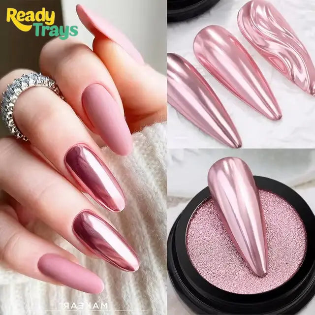 Rose Pink Chrome Nail Powder | Metallic Mirror Effect for Gel Nails | Born Pretty Nichole Diary | 0.3g