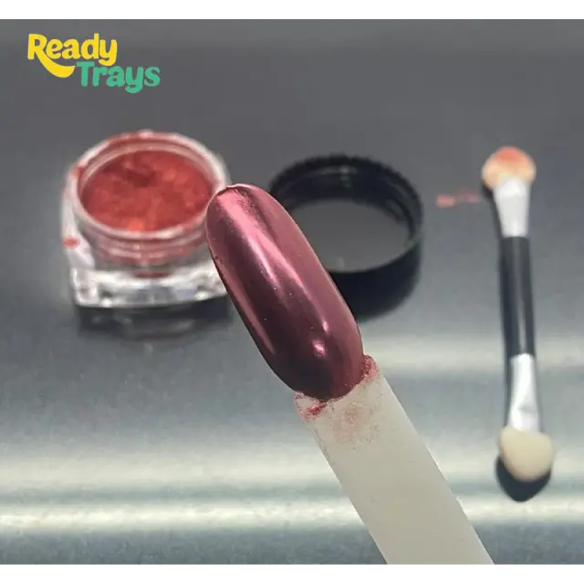 Red Chrome Mirror Effect Nail Powder – Mirror Pigment Nail Glitter for Manicure