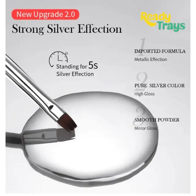 Born Pretty Metallic Painting Gel Silver Nail Polish | 3D Mirror Effect Metal Gel | Glossy Soak Off Nail Art Gel | DIY Drawing Polish | UV LED Compatible | 5ml Vanish