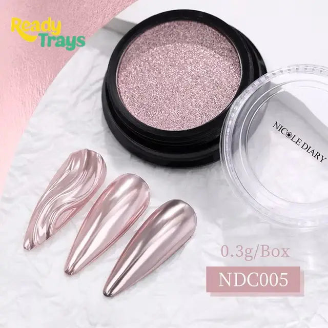 Rose Pink Chrome Nail Powder | Metallic Mirror Effect for Gel Nails | Born Pretty Nichole Diary | 0.3g
