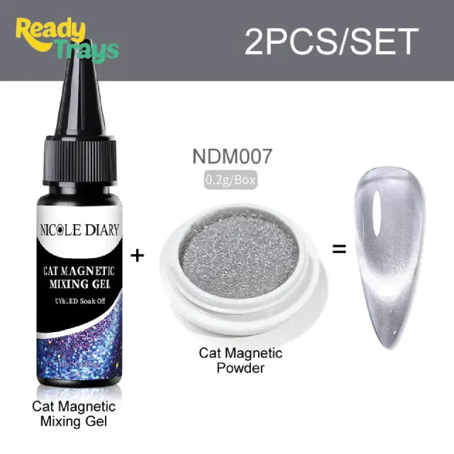 NICOLE DIARY Cat Eye Nail Powder with Magnetic Mixing Gel
