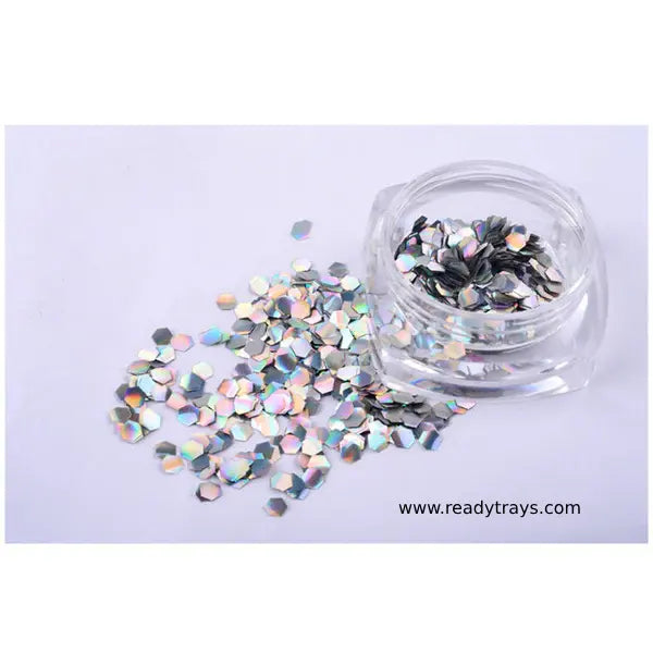 Set of 6 Shimmering Mermaid Hexagon Nail Sequins – Holographic Fish Scale Glitter for Nail Art Decoration