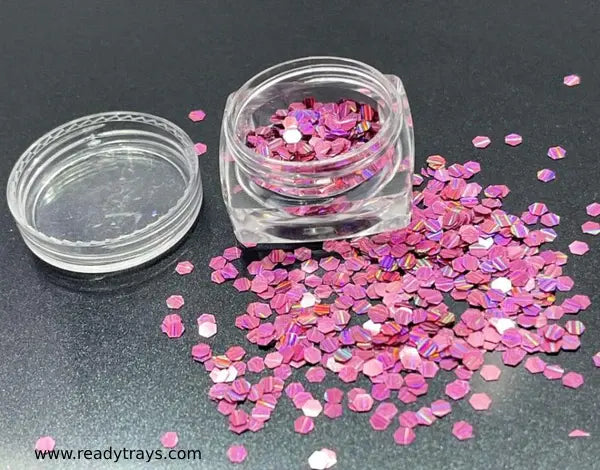 Set of 6 Shimmering Mermaid Hexagon Nail Sequins – Holographic Fish Scale Glitter for Nail Art Decoration