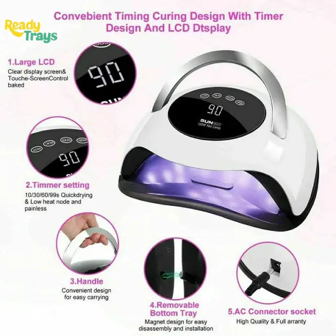 SUN UV LED Nail Lamp 120W | Professional Gel Nail Dryer with Fast Curing | SUN BQ5T