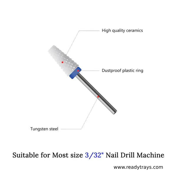 Umbrella Ceramic Nail Drill Bit – 3/32" Shank (Ceramic, Fine/Medium Grit) – Fast Removal of Acrylic or Hard Gel for Manicure & Pedicure | Ideal for Professionals & Beginners