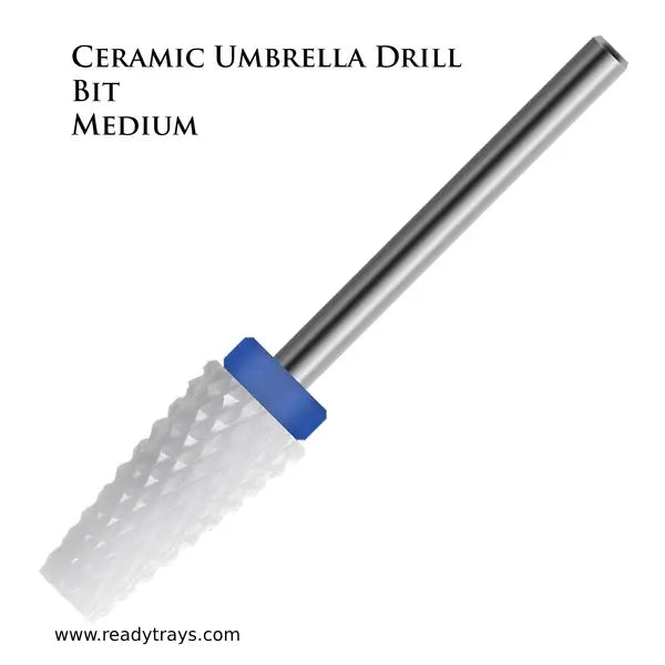Umbrella Ceramic Nail Drill Bit – 3/32" Shank (Ceramic, Fine/Medium Grit) – Fast Removal of Acrylic or Hard Gel for Manicure & Pedicure | Ideal for Professionals & Beginners