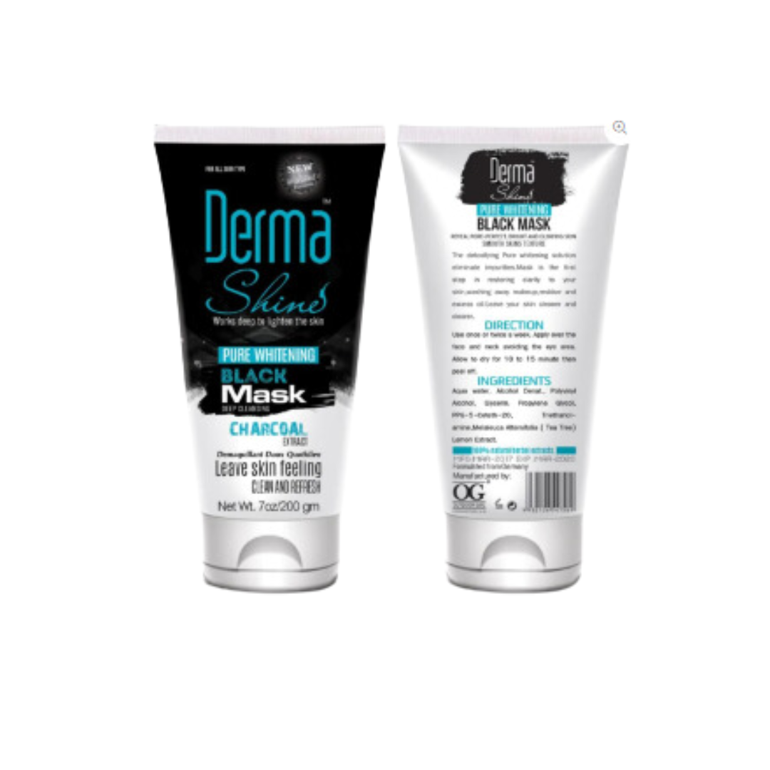 Derma Shine Pure Whitening Charcoal Black Mask 200 GM