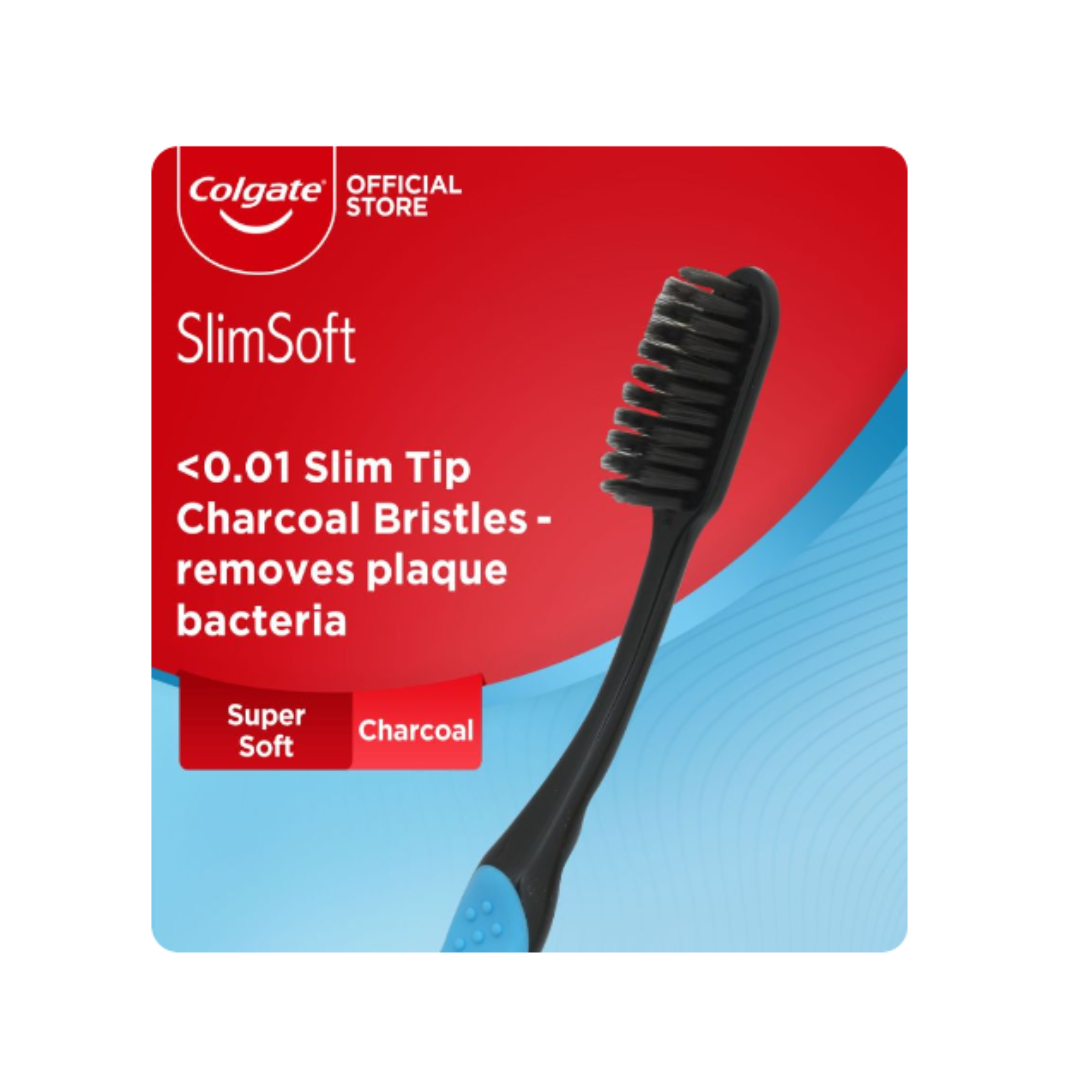 Lot De 12 Brosses à Dents Colgate Slim Soft Charbon - Poils Souples
