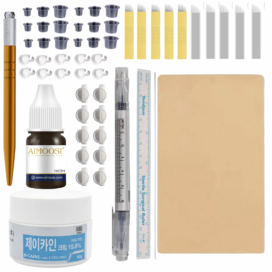 Microblading Brow Starter Kit – Dark Coffee Pigment with Complete Training Accessories