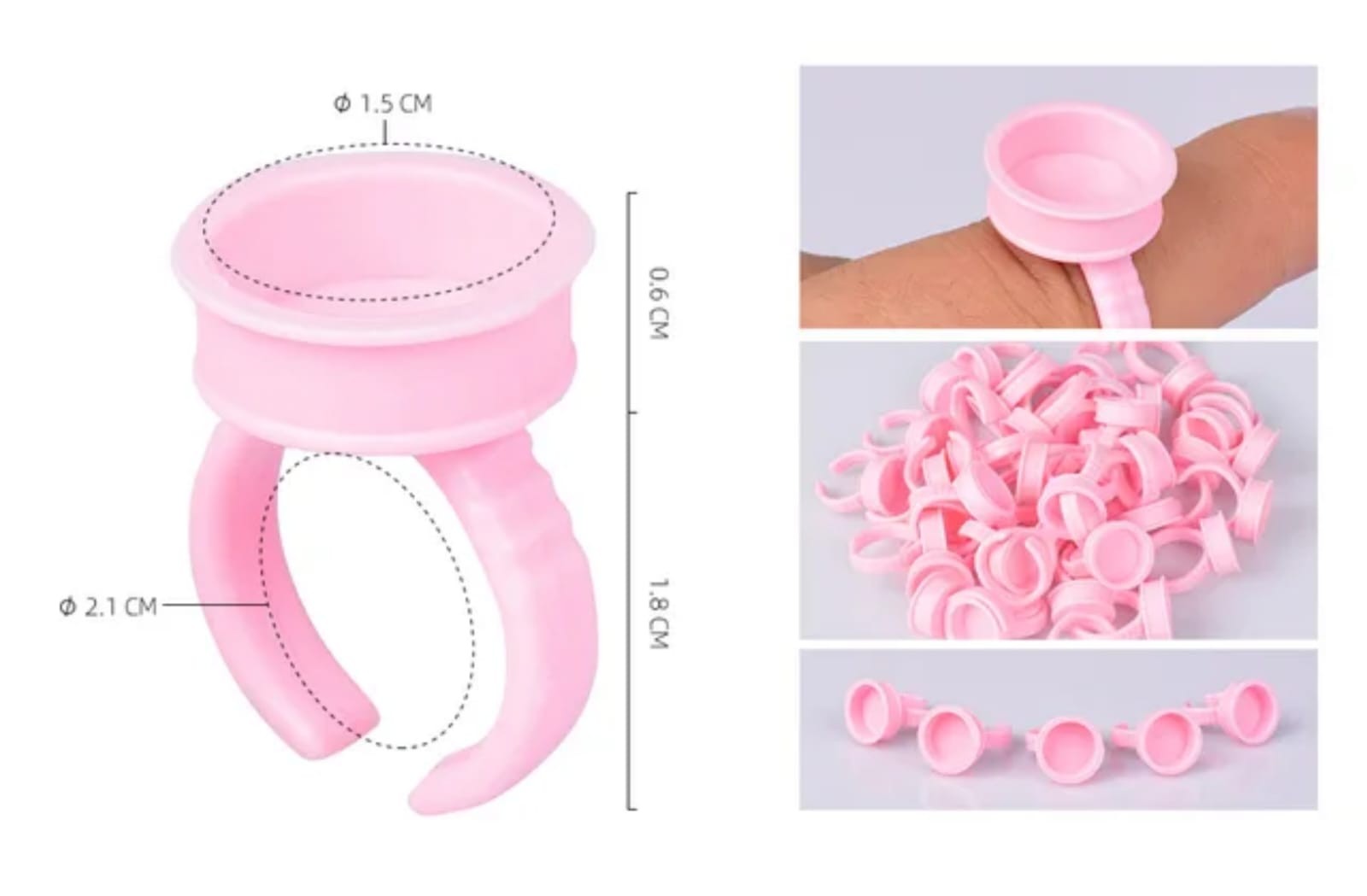 Disposable Pigment Ring Cups (Large) – Pink Silicone Microblading Ink Holder Rings