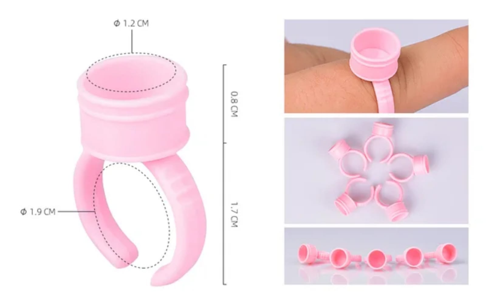 Disposable Pigment Ring Cups (Medium) – Pink Silicone Microblading Ink Holder Rings