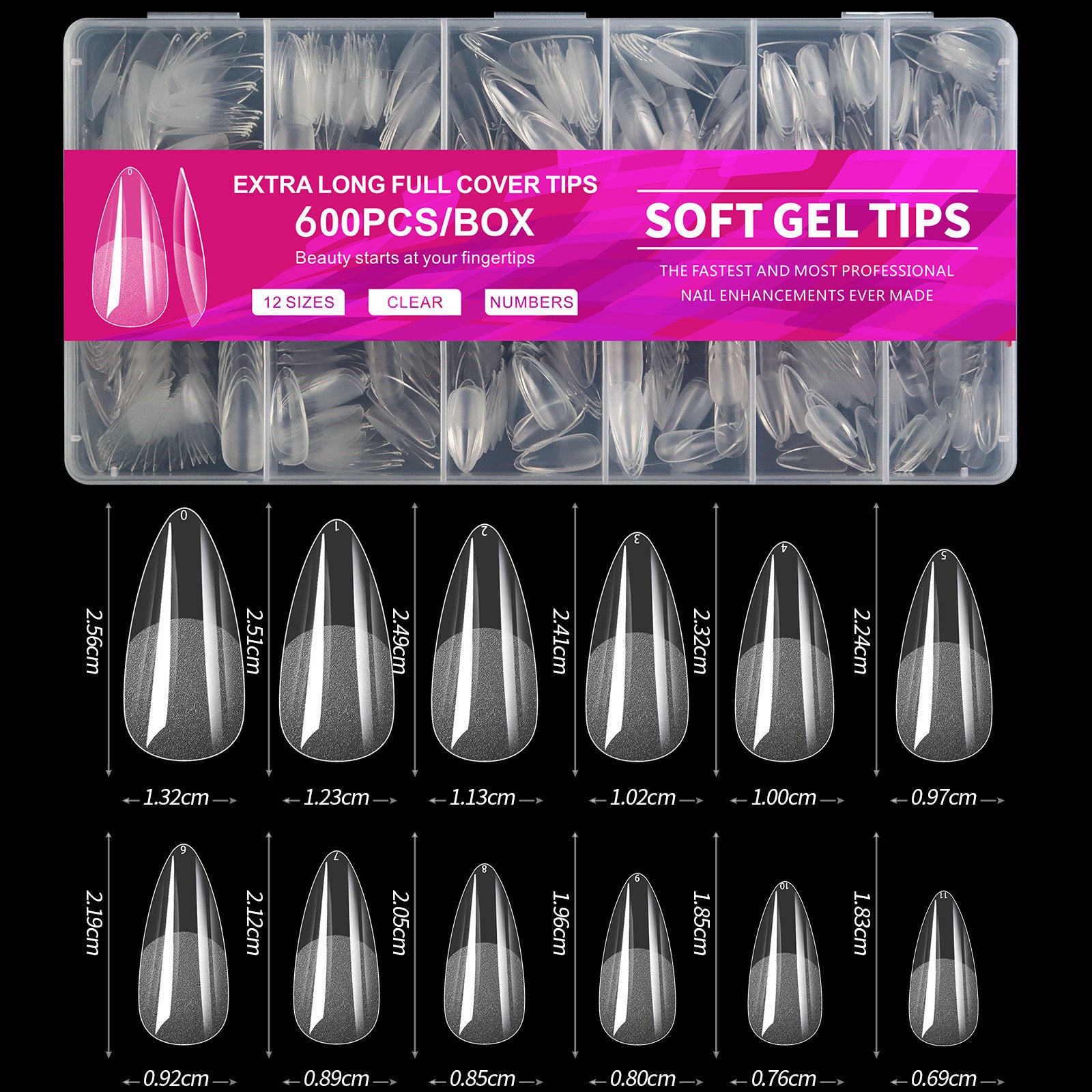 Soft Gel Nail Tips – Full Cover Gel-X 600pcs Box | 6 Shapes Available | Professional Salon Quality