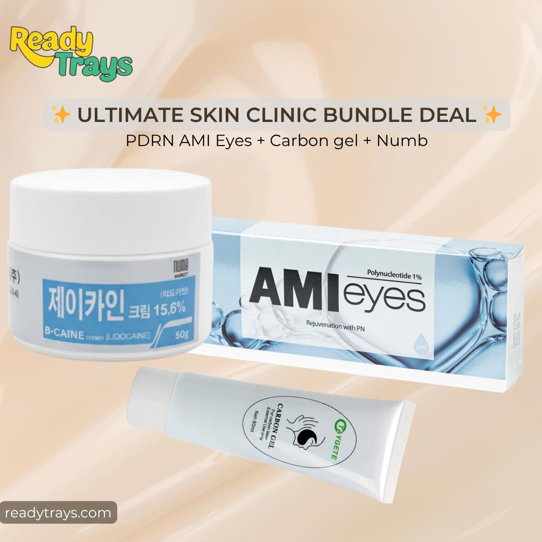 AMI Eyes PDRN 2ml + Bacine 50g Numbing Cream + Carbon Gel 80ml Bundle Deal