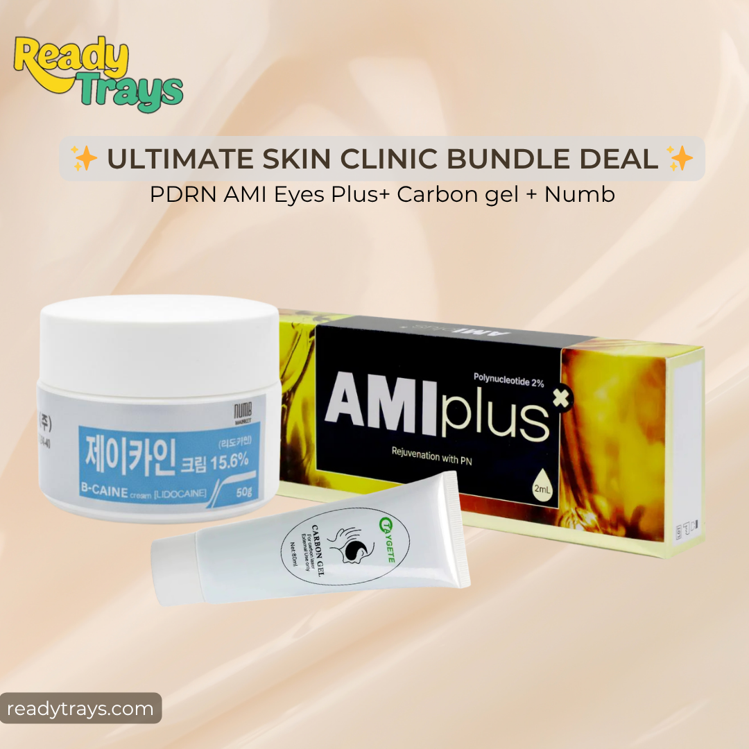 AMI Eyes Plus PDRN 2ml + Bacine 50g Numbing Cream + Carbon Gel 80ml Bundle Deal