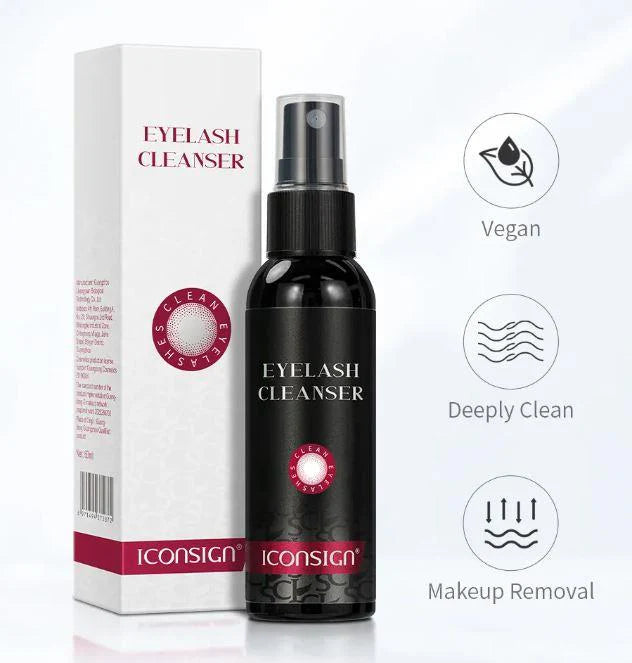 ICONSIGN Professional Eyelash Cleanser – Gentle 60ml Lash Extension Shampoo (No Irritation, Makeup Remover & Cleansing Tool)