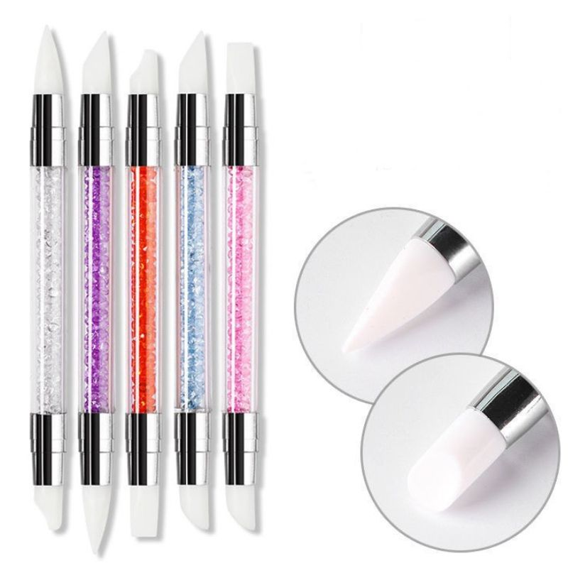5PCS Silicone Nail Art Brush Set – Double-Ended Silicone Sculpting Pens for 3D Nail Art, Gel, Acrylic & DIY Nail Designs