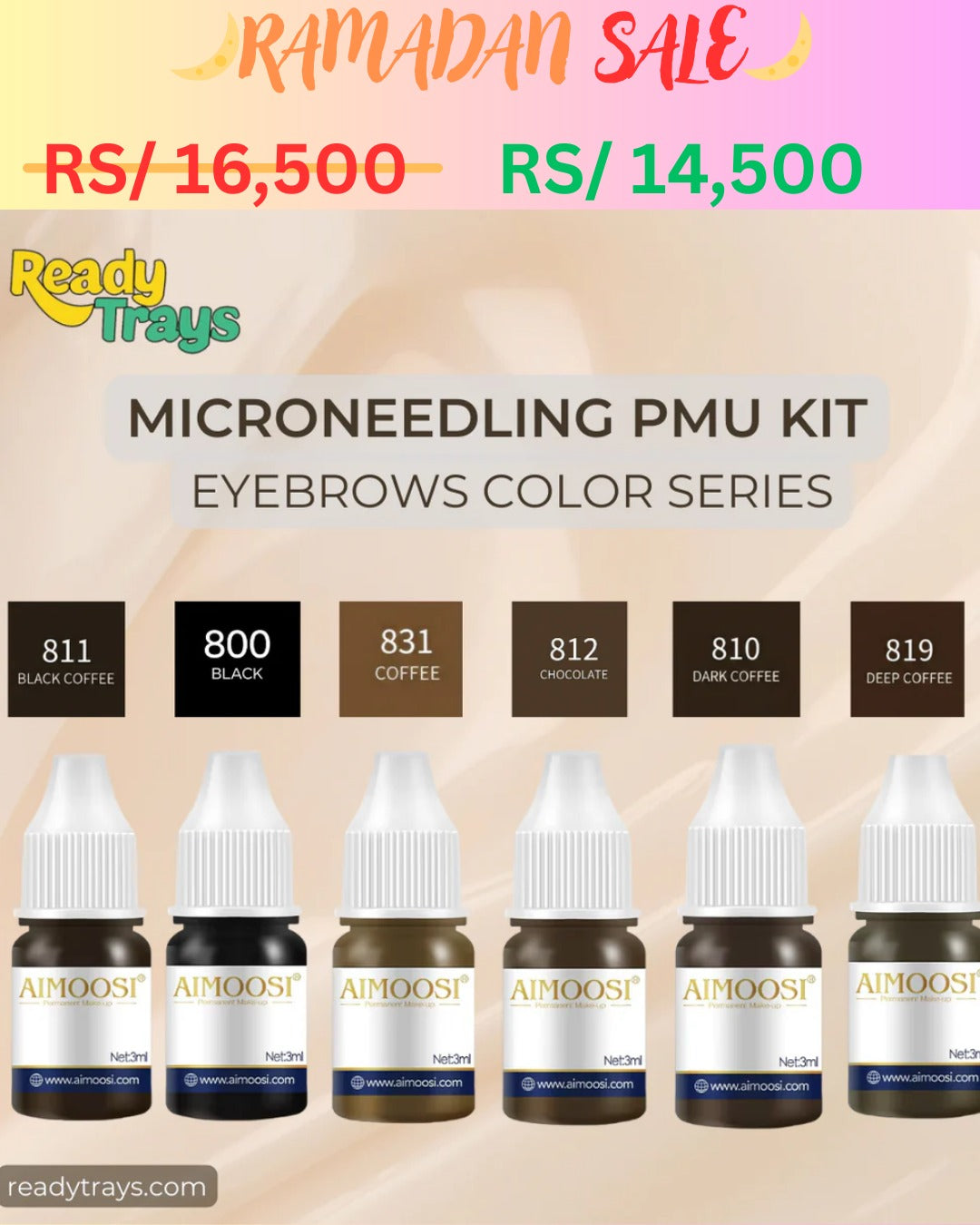 AIMOOSI PMU Pigments Eyebrows Color Series – 6 PCS (3ml Each)