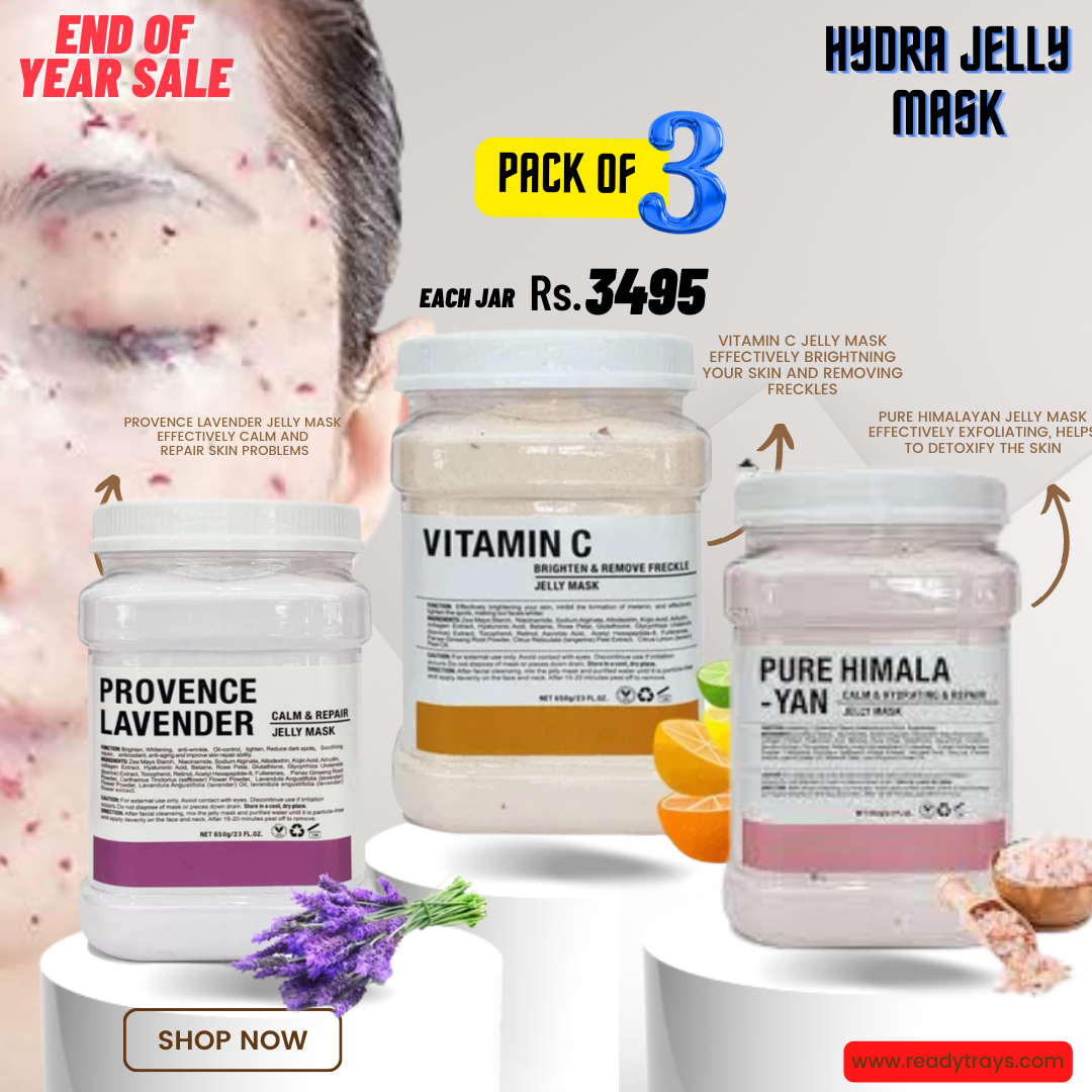 Pack of 3 jelly mask (650g Jar) for beauty salon ( Vitamin C, Provence lavender & Pure Himala)