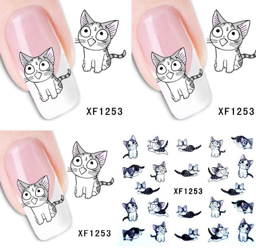Nail Stickers XF1253 1 sheet Cartoon Watermark Water Transfer Design