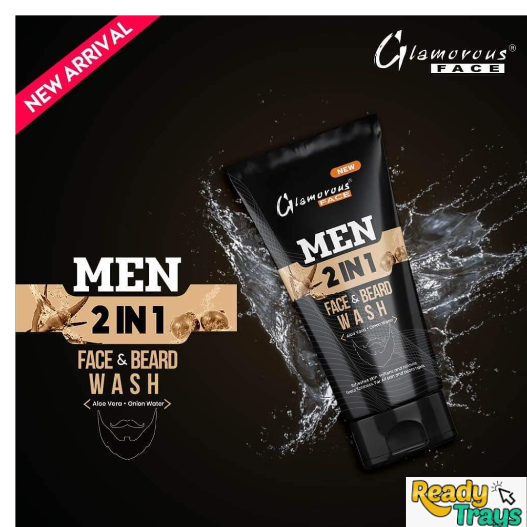 Glamorous Face mens 2 in 1face and beard face wash 150ml