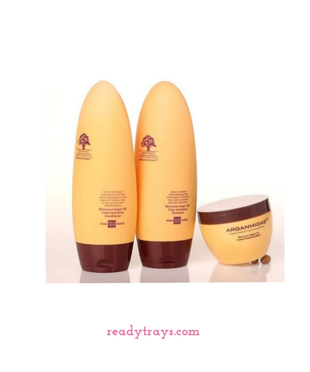 Pack of 3 Pure Arganmidas Moroccan Argan Oil Shampoo 450ml, Conditioner 450ml and Reparing Mask 300ml