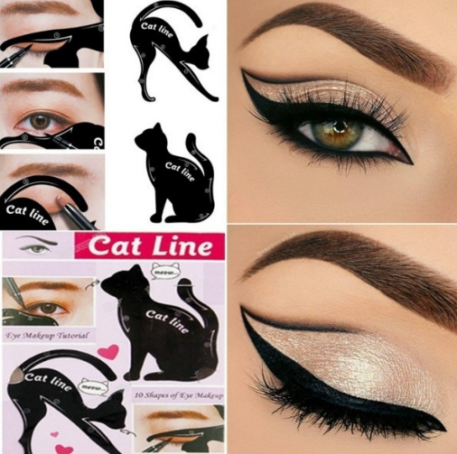 2Pcs Cat Eye Liner Makeup Stencil Design Eyeliner Stencil Models Eyebrow Eyes Liner Template Tool