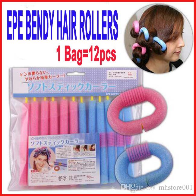 12pcs/set EPE curlers Self-adhesive curling plastic tools