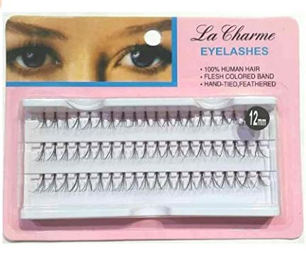 Eyelashes Hand tied, feathered 12 mm