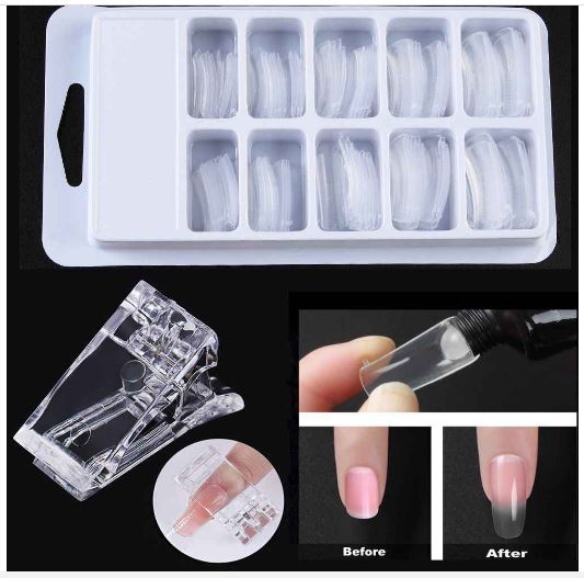 Polygel Fake Nail Tips 100pcs Full Cover Acrylic Nails Mold Nail Art Tips