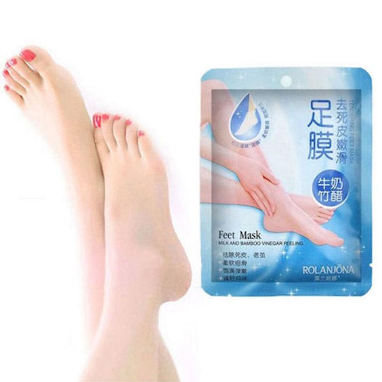 ROLANJONA Milk Bamboo Vinegar Feet Mask Peeling Tendering Dead Skin Remover