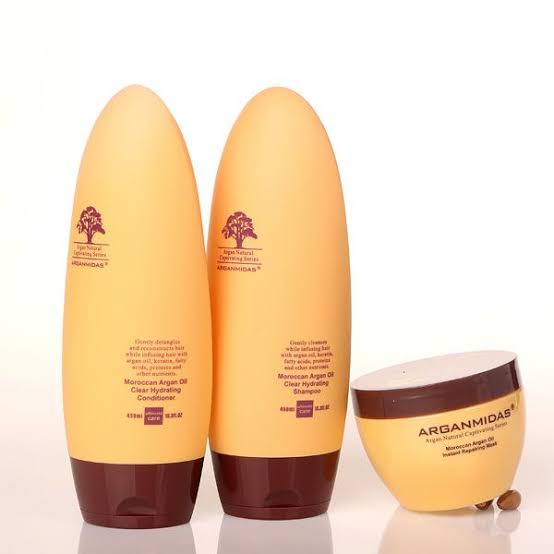 Pack of 5 Pure Arganmidas Moroccan Argan Oil Shampoo 450ml, Conditioner 450ml, Reparing Mask 300ml, Hair Serum 100ml with travel kit 100ml