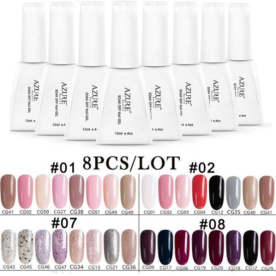 Pack of 25 Azure Soak Off UV Gel Nail Gel Polish 12ml