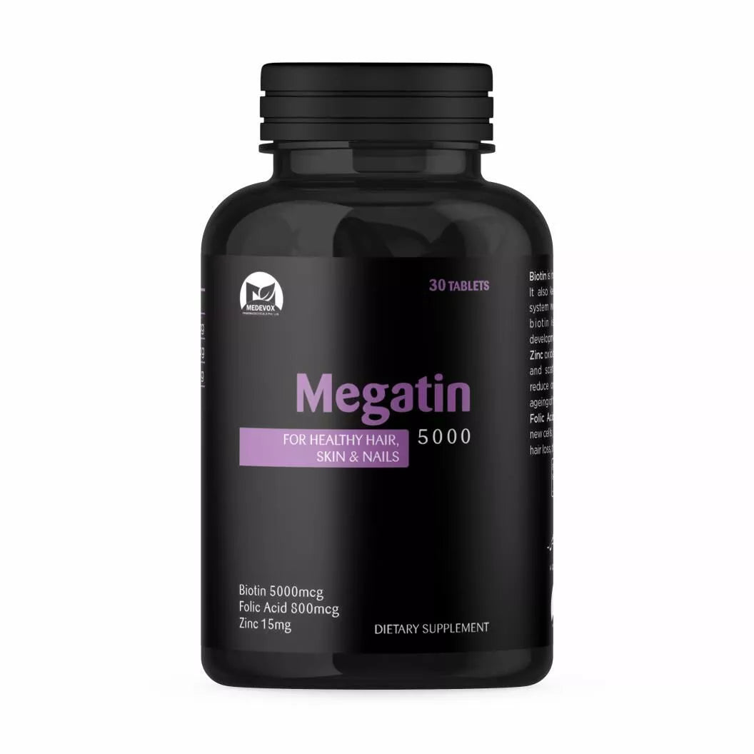 Biotin for hair, skin and nails 5000mcg, Biotin Tablets for hair with Biotin Plus-Megatin