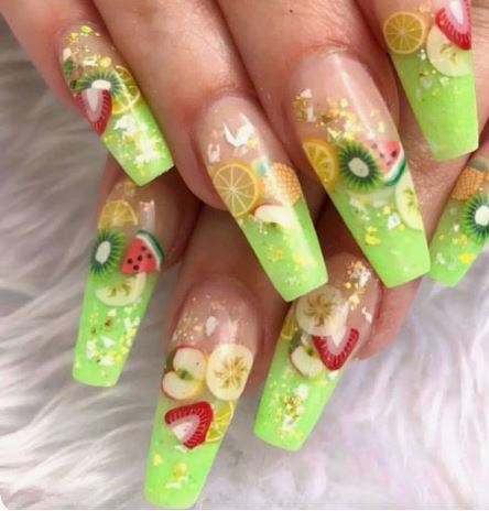 100pcs Fimo Slices Mixed Fruit & symbol Polymer Clay Slices Cane Manicure Nail Art Decoration
