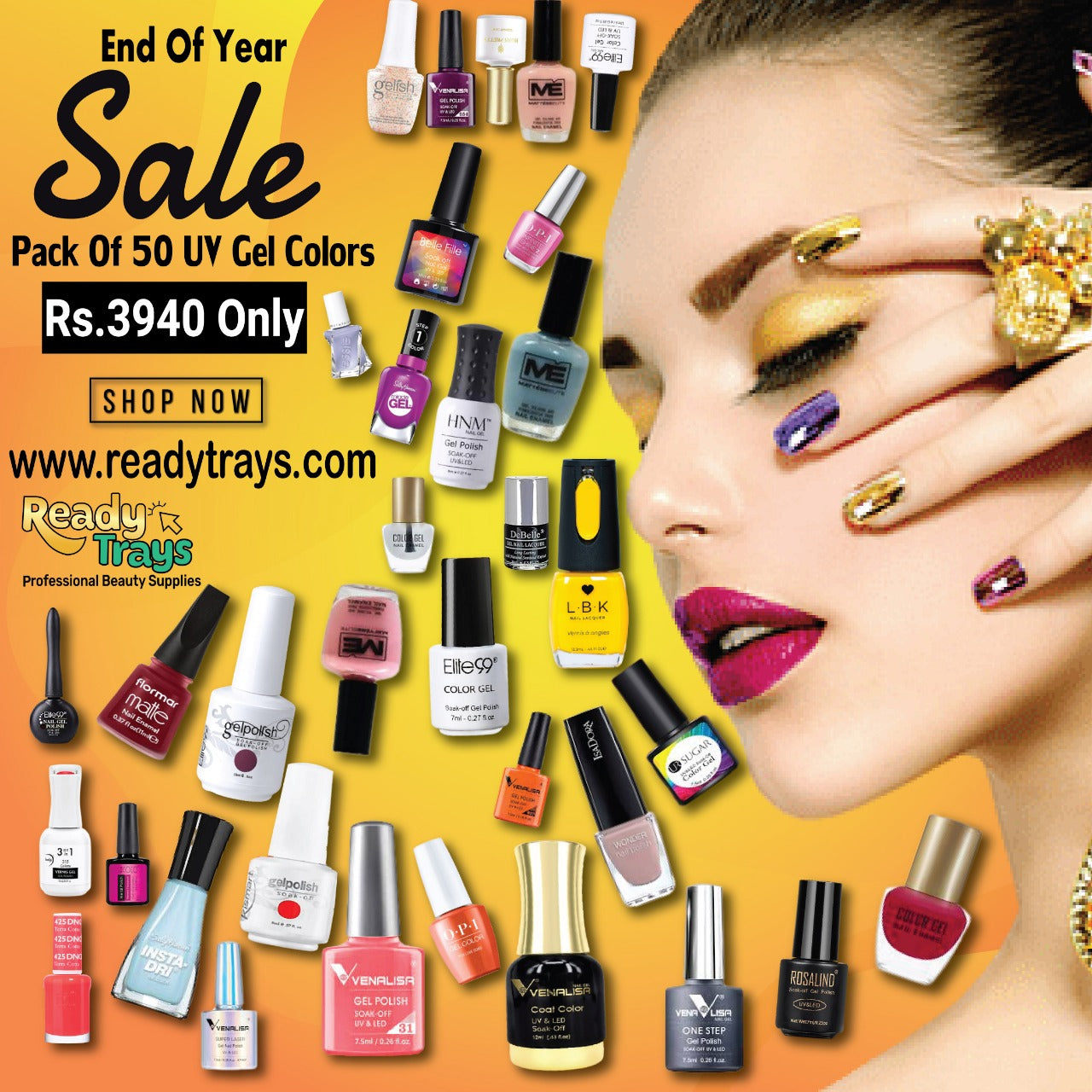 Pack Of 50 UV Gel Colors. end year sale -no color selection