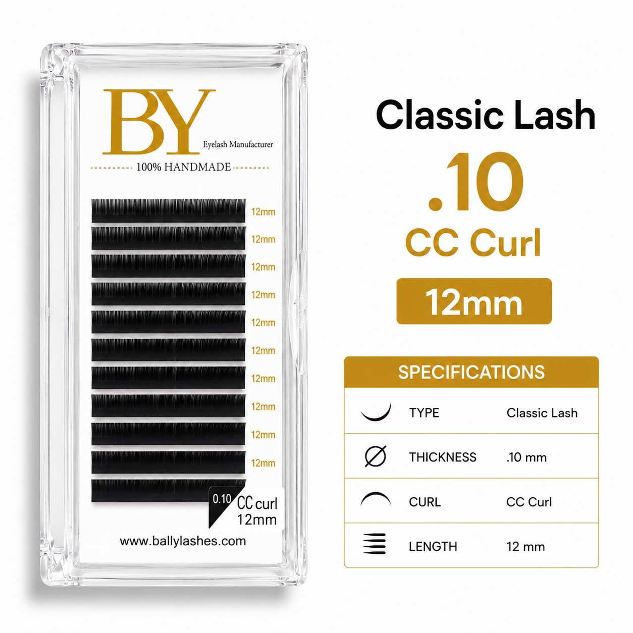 BY Classic Eyelash Extensions .10 CC Curl | 10mm, 12mm, 13mm & 14mm