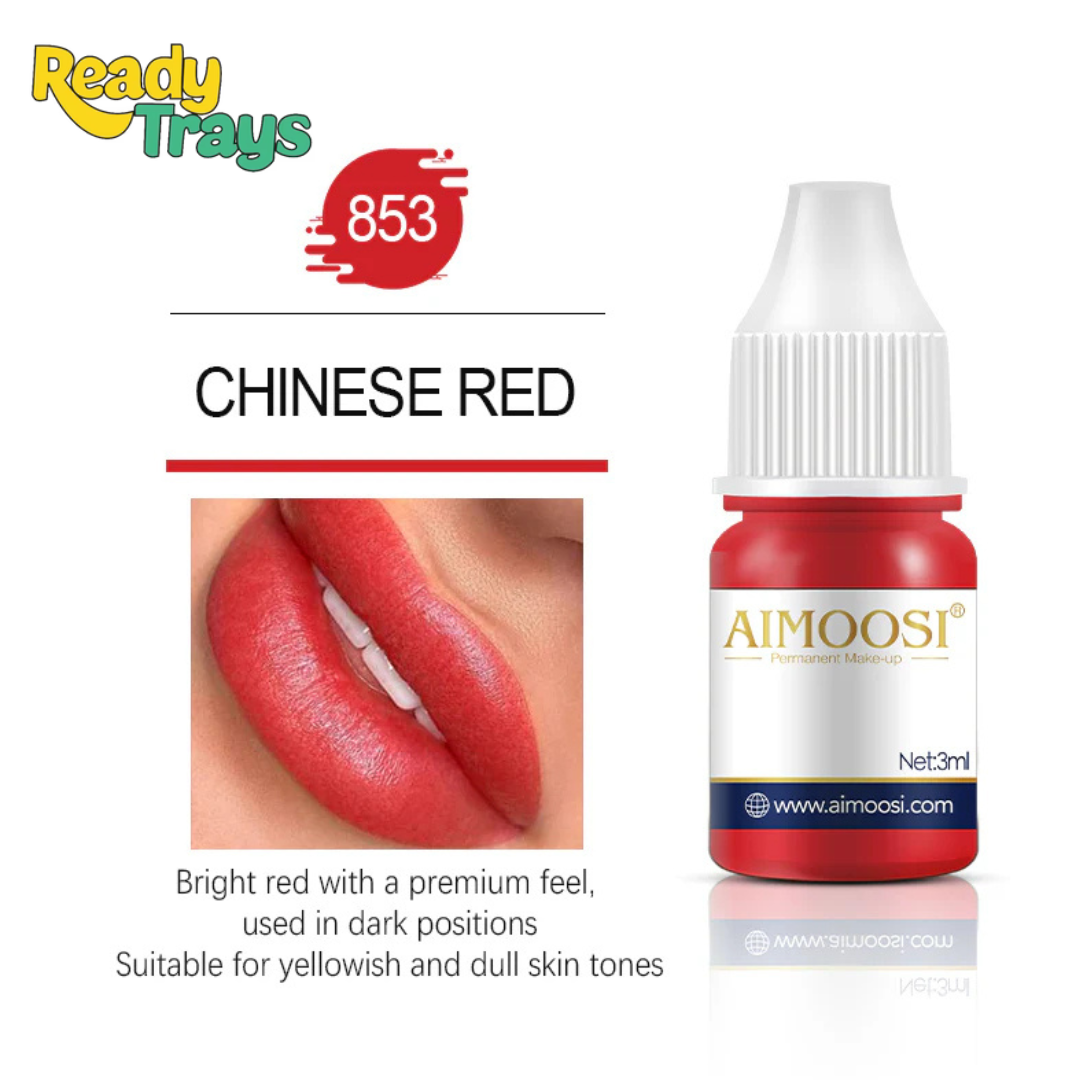 Aimoosi Chinese Red Pigment 3ml – Microneedling & Microblade Tattoo Ink for Permanent Makeup, Classic Lip Color & PMU Use