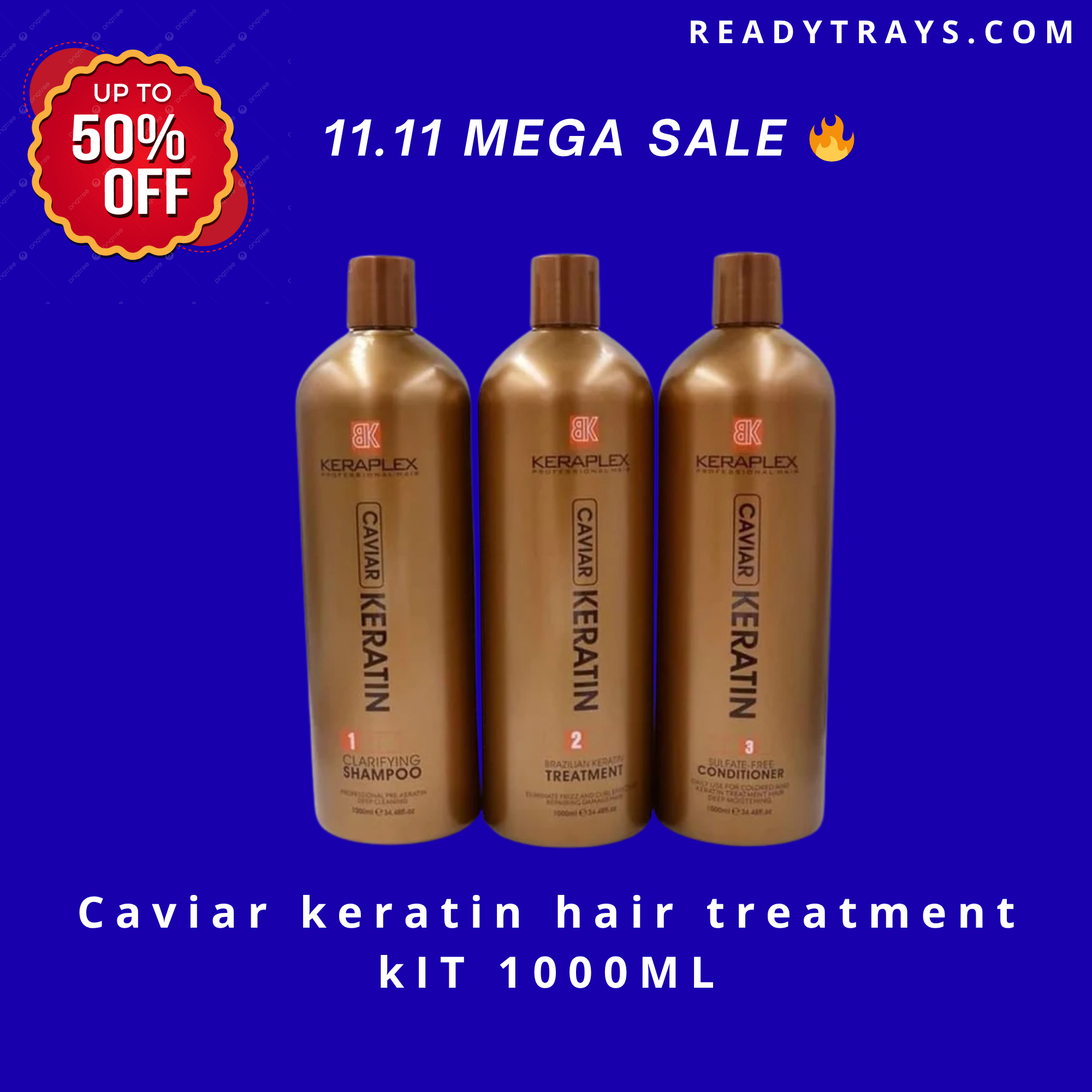 Caviar keratin hair treatment, Shampoo and Conditioner 1000ml per bottle