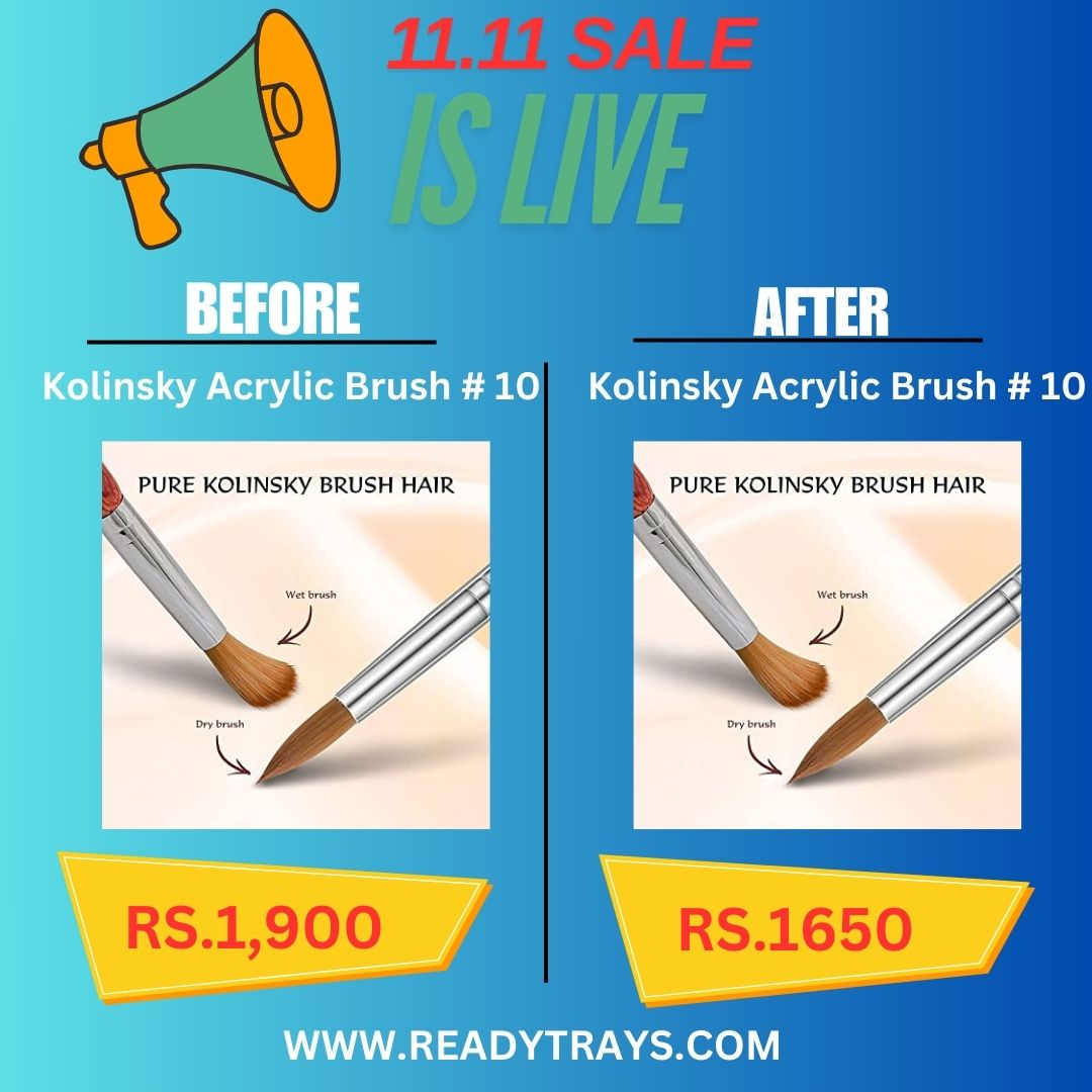 30% Kolinsky Acrylic Brush #10 – Premium Wood Handle for Perfect Bead Application (High-Quality Professional Brush)