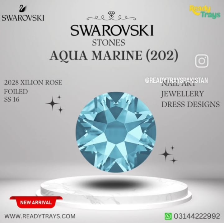 Swarovski Flat Back Stones For Nail Art - Aqua Marine (202)