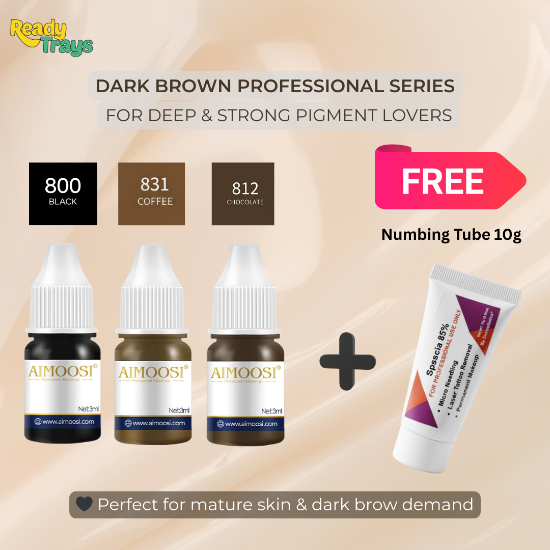 Aimoosi PMU Pigment Sets (Set of 3) + Free 10g Numbing Tube