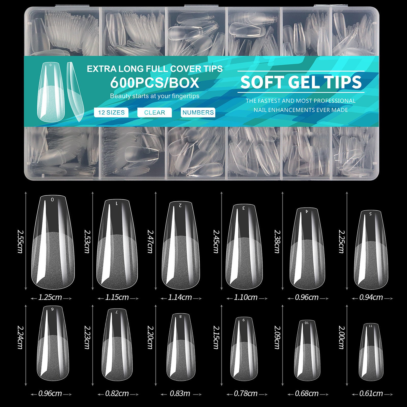 Soft Gel Nail Tips – Full Cover Gel-X 600pcs Box | 6 Shapes Available | Professional Salon Quality