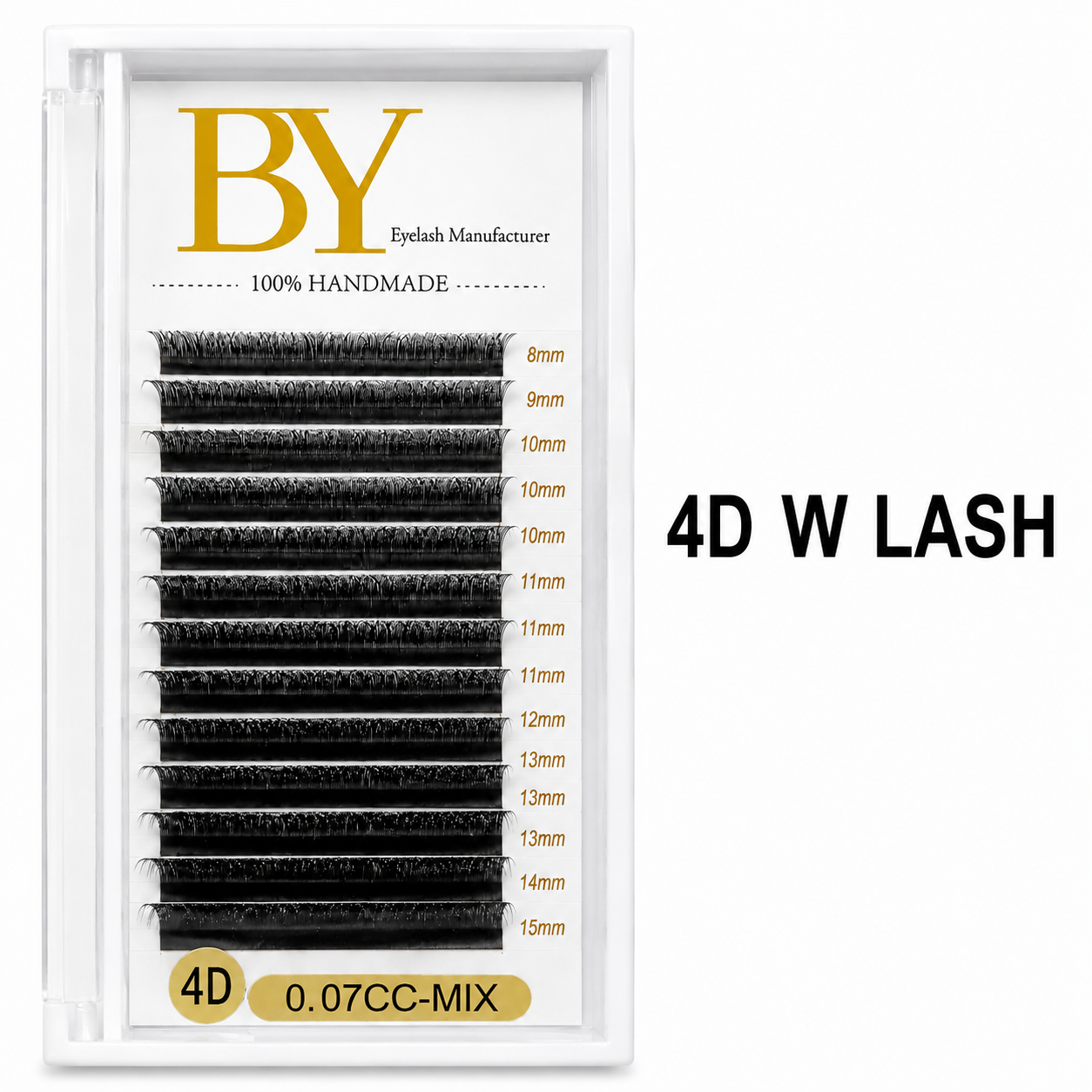4D W Lash Extensions BY  | Premium Handmade Volume Fans | 0.07mm CC Curl Mixed Tray (8-15mm) – Professional Lash Supplies