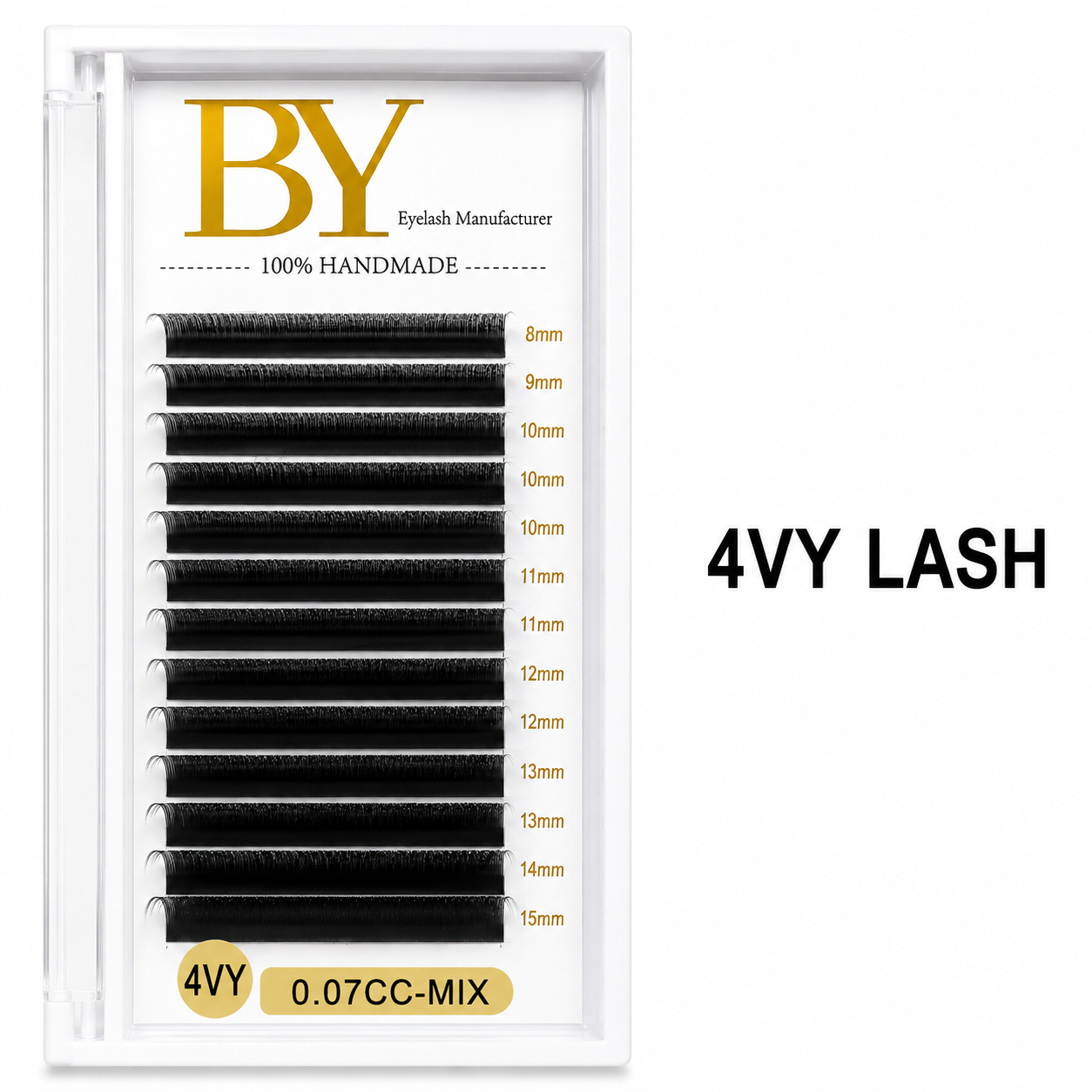 4VY Lash Extensions BY  | Premium Handmade V-Tip Volume Fans | 0.07mm CC Curl Mixed Tray (8-15mm) – Professional Lash Supplies