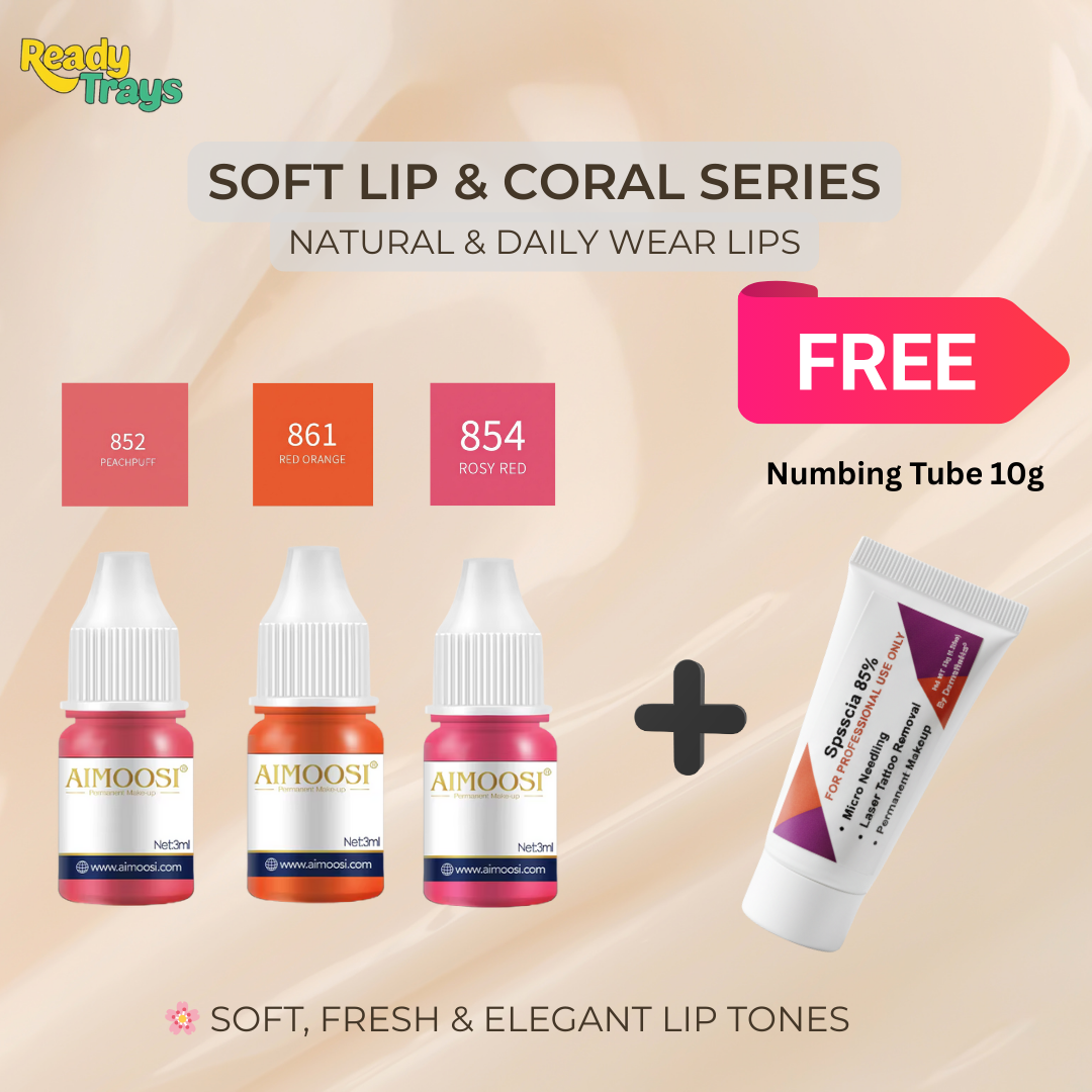 Aimoosi PMU Pigment Sets (Set of 3) + Free 10g Numbing Tube