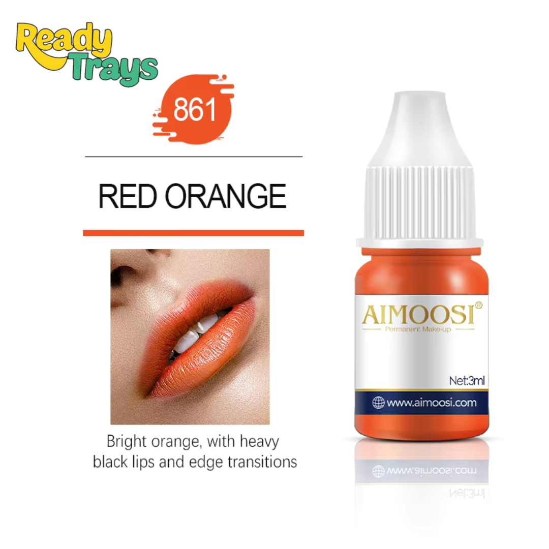 Aimoosi Orange Red Pigment 3ml – Microneedling & Microblade Tattoo Ink for Permanent Makeup, Lip Blush & Warm Correction Tone